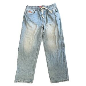 Empyre Drawstring Baggy Skater Jeans Light Wash Denim Size XL